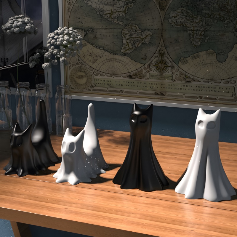 Gato fantasma halloween deskto - Resin Art Liquid avaliação e preço